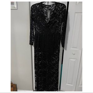 See through lace BooHoo Split Dress